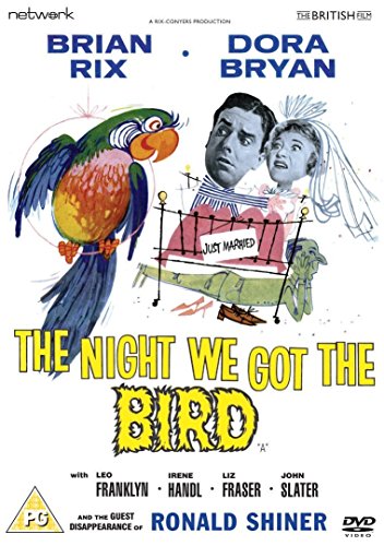 DVD cover for "The Night We Got The Bird" featuring a parrot and couple.