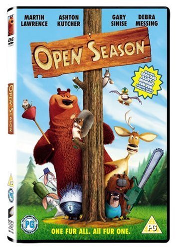 Open Season" DVD cover featuring cartoon animals gathered around a tree.