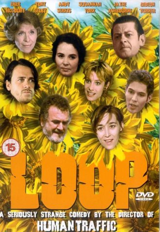 DVD cover for "Loop" featuring actors’ faces superimposed on sunflowers.