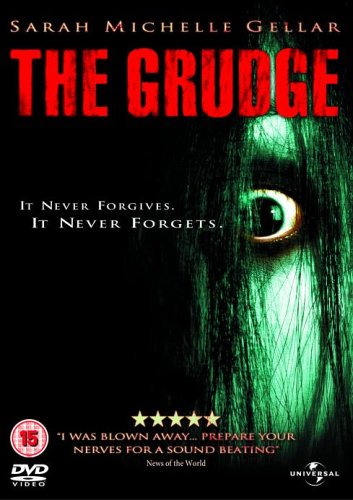 DVD cover for The Grudge featuring a close-up of a ghostly eye in hair.