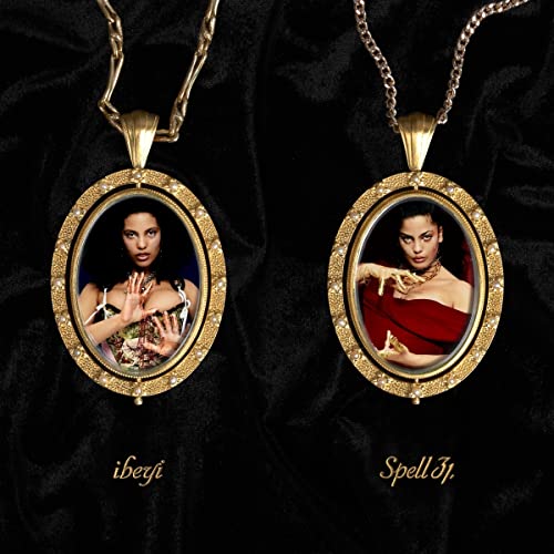 Ibeyi's "Spell 31" vinyl cover: two portraits in ornate oval lockets.