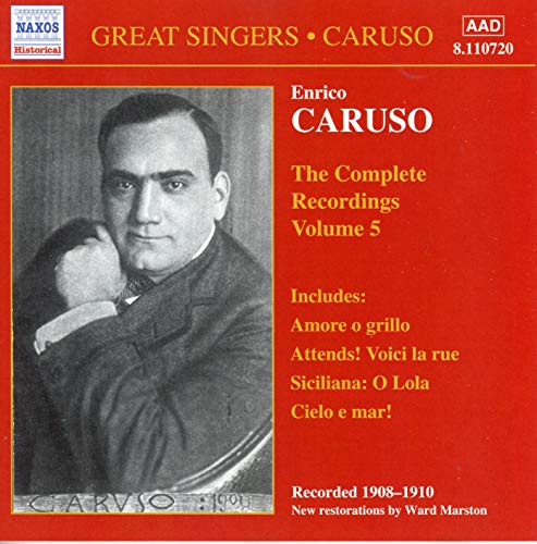 CD cover for Enrico Caruso’s “The Complete Recordings, Volume 5” with portrait.