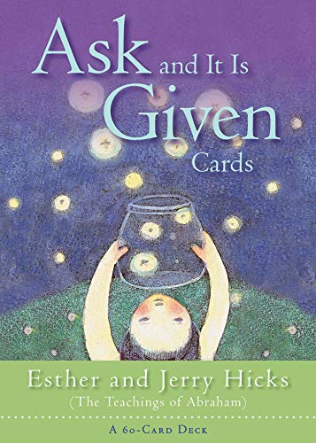 "Box of 'Ask and It Is Given' cards with inspirational messages and floral designs."