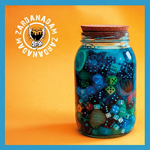 Vinyl album cover with a jar full of colorful dice and text.