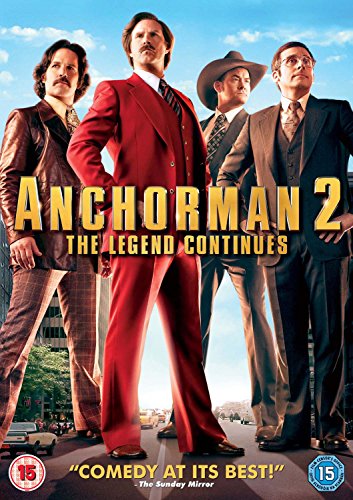 Anchorman 2 DVD cover featuring Will Ferrell and Steve Carell in suits.