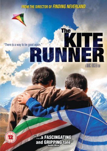 DVD cover for "The Kite Runner" featuring two boys and a kite.