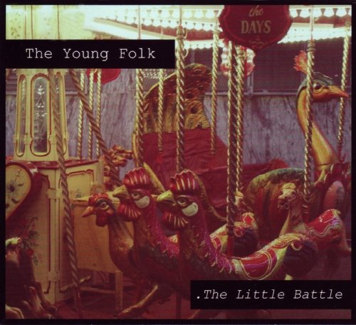 "Album cover featuring a vintage carousel with roosters and a swan, ornate details."