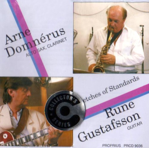 CD cover with two musicians: one playing saxophone, the other playing guitar.