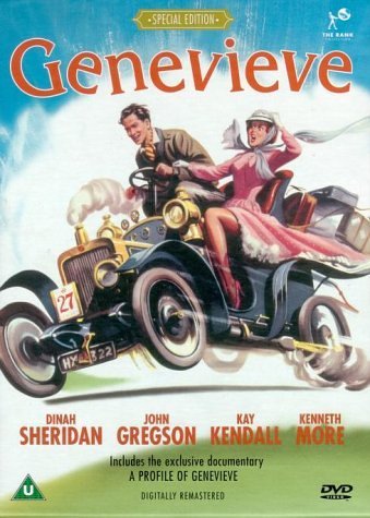 "DVD cover for 'Genevieve' showing a man and woman in a vintage car."