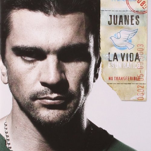 CD cover for Juanes’ “La Vida…Es Un Ratico” featuring a portrait and ticket.