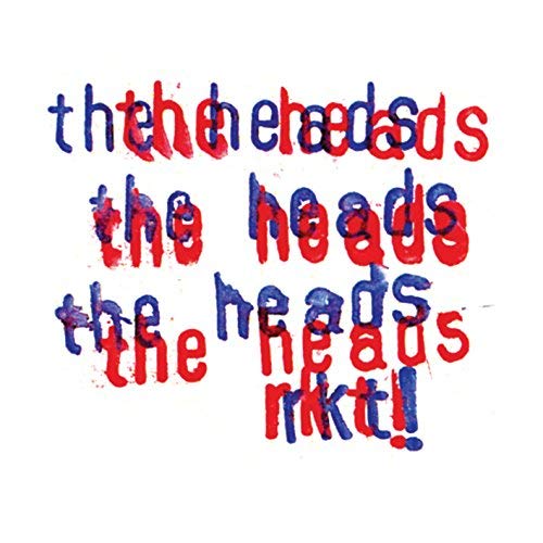 CD cover for The Heads’ “Rkt!” with repeated, messy red and blue text.