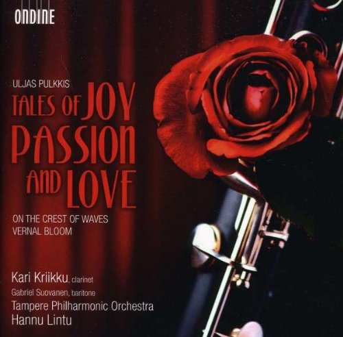 "CD cover with red rose and clarinet, red curtain background, white and red text."