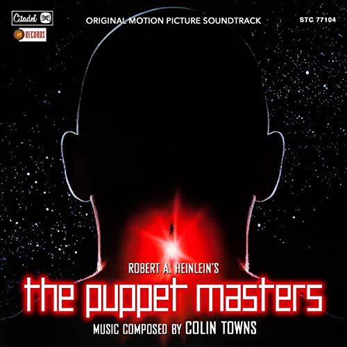 CD cover for "The Puppet Masters" soundtrack by Colin Towns, featuring a silhouetted head.