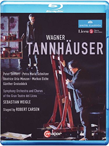 "Blu-ray case cover for 'Tannhäuser' with a man standing by an easel."