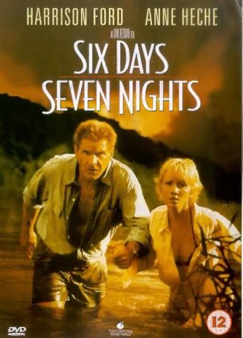 DVD cover for "Six Days Seven Nights" featuring Harrison Ford and Anne Heche.