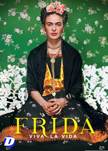 Frida Kahlo portrait with floral background, DVD cover art.