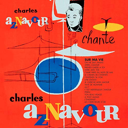 Charles Aznavour album cover, “Sur Ma Vie”, featuring a portrait and abstract design.