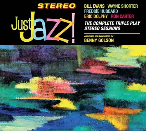 CD cover for “Just Jazz” featuring colorful abstract art and text.
