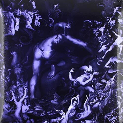 Dark, detailed album cover depicting figures and creatures in blue tones.