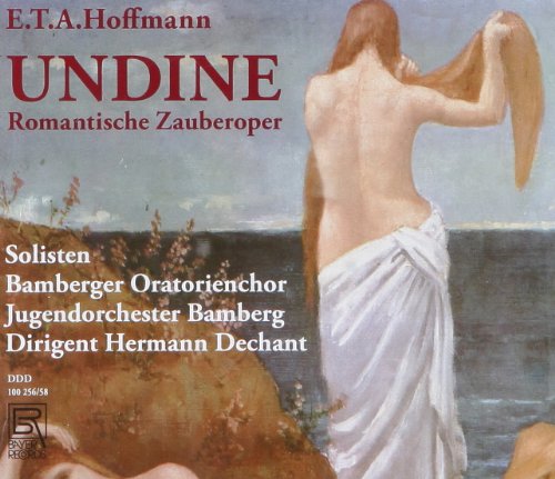 "CD cover with a painting of a woman in a white cloth by water."