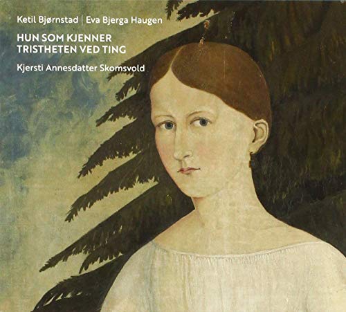 "CD cover featuring a painting of a woman with a bird on her head."