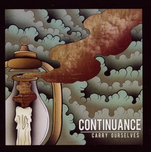 "Album cover art featuring a lantern with smoke and cityscape reflection."