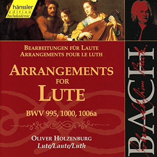 CD cover for Bach lute arrangements by Oliver Holzenburg, featuring artwork.