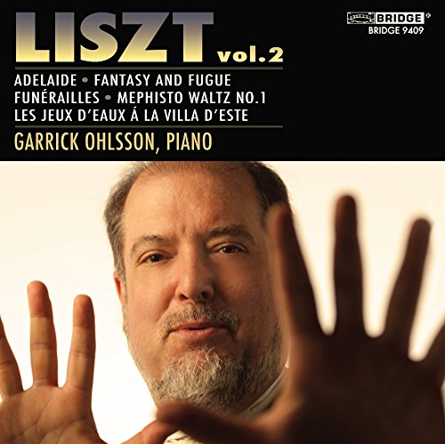 "CD cover with a man pressing hands against glass, text listing piano compositions."
