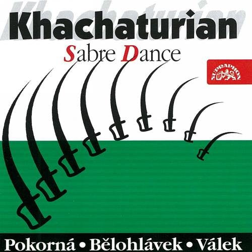 "CD cover with six black sabres on green and white background."