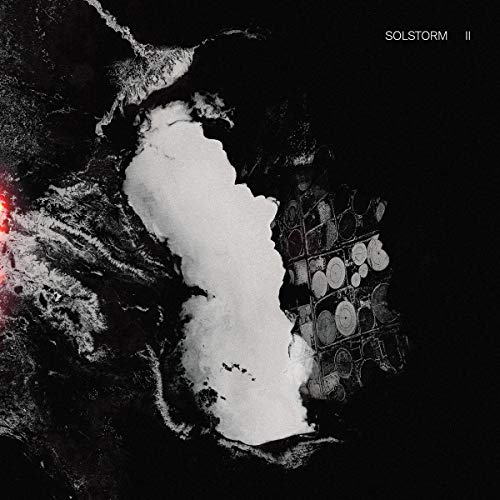 CD cover with abstract white shape on dark, textured background.