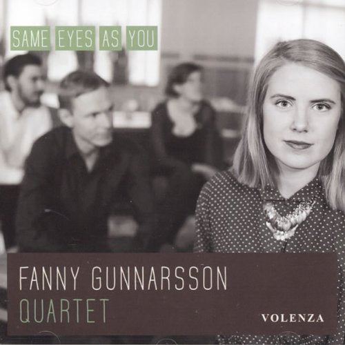 "Album cover with black-and-white photo of a woman and three men in the background."