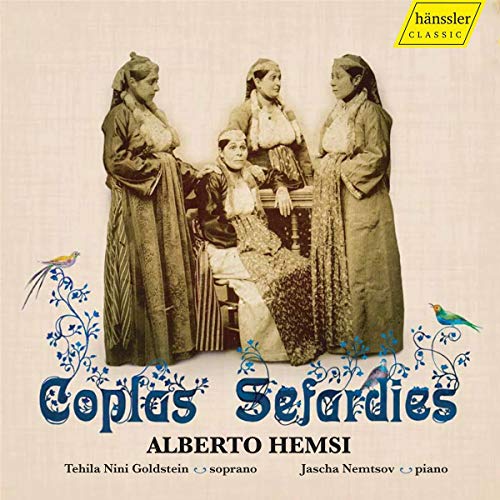 "CD cover featuring sepia-toned image of four women in traditional clothing, with blue birds and vines."