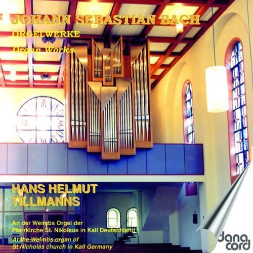 CD cover featuring a church organ with text naming Bach and Tillmanns.