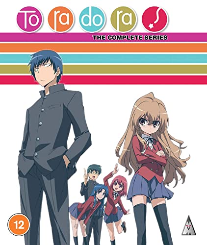 Toradora Blu-ray cover featuring anime characters in school uniforms.