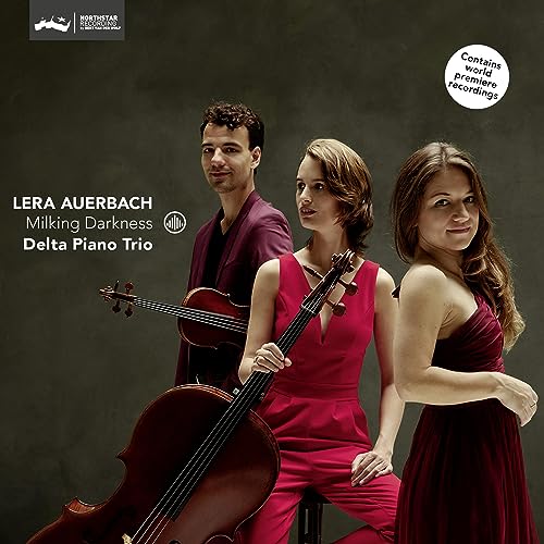 CD cover featuring three musicians with a cello, for Delta Piano Trio.