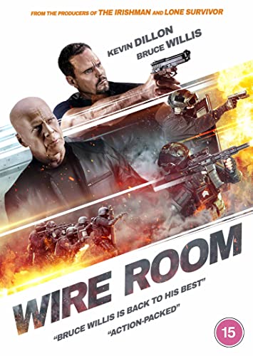 DVD cover for "Wire Room" featuring Kevin Dillon, Bruce Willis, and action scenes.