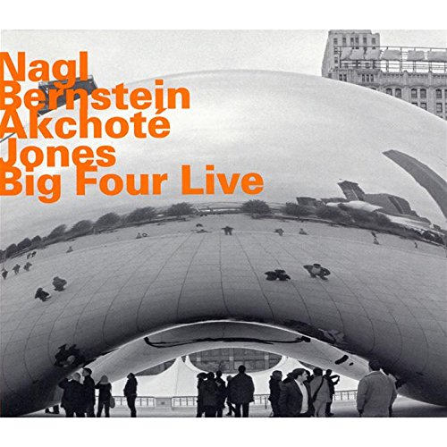 "Album cover featuring a black-and-white photo of a large, reflective dome with people below."