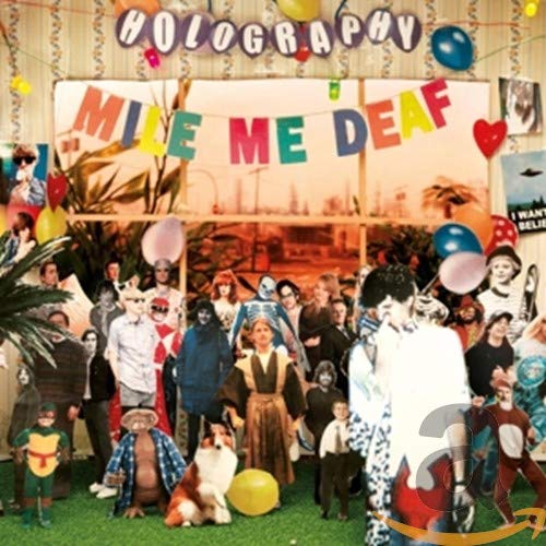 CD cover for "Mile Me Deaf - Holography" with a crowded, colorful scene.