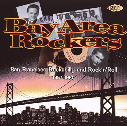 CD cover for “Bay Area Rockers” featuring musicians and the Bay Bridge.