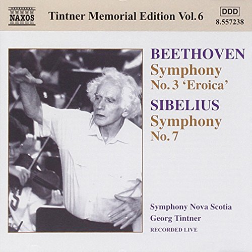 CD cover featuring conductor Georg Tintner and text naming Beethoven and Sibelius symphonies.