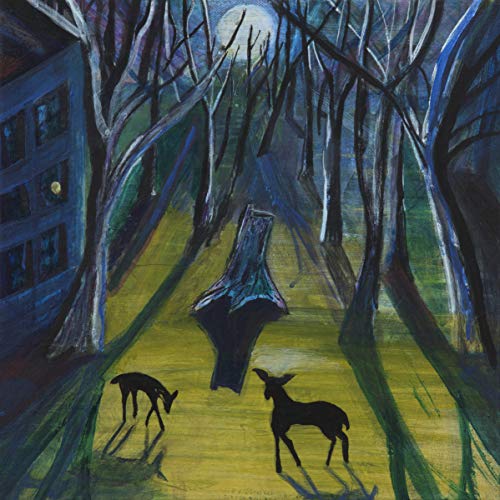 Painted album cover featuring deer in a dark, moonlit forest.