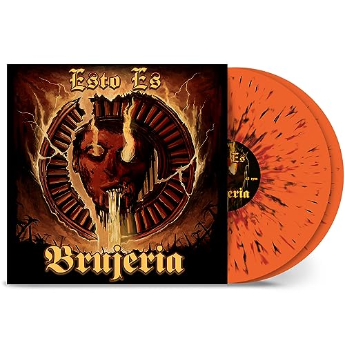 Brujeria "Esto Es Brujeria" vinyl record with orange and black splatter.