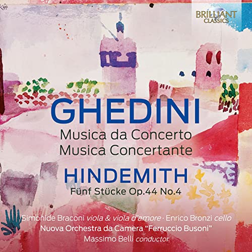 CD cover with watercolor-style buildings and composer names "Ghedini" and "Hindemith".