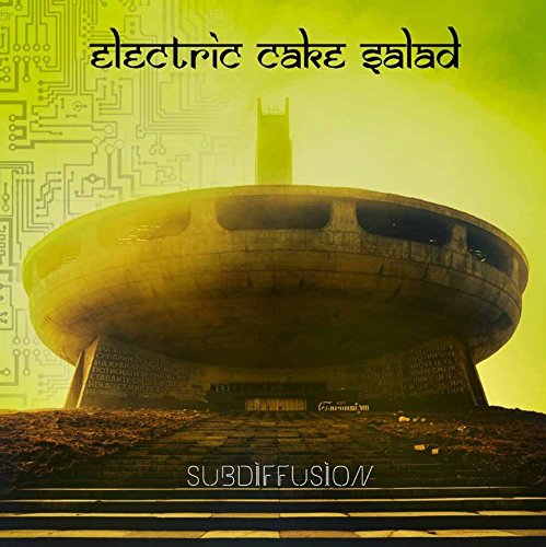 Album cover featuring a futuristic, domed building with a yellow-green background.