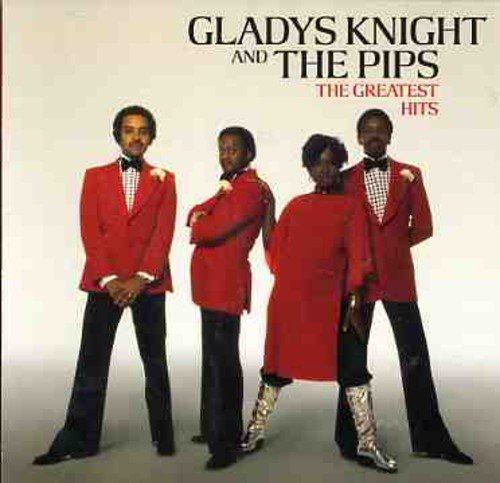 Gladys Knight & The Pips album cover featuring four people in red suits.