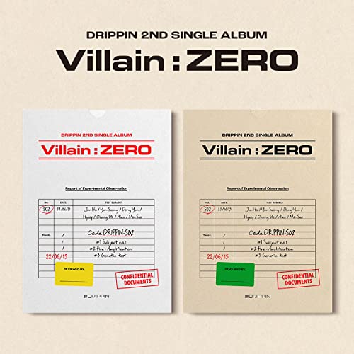 Drippin’s “Villain: Zero” CD album cover, resembling confidential documents.