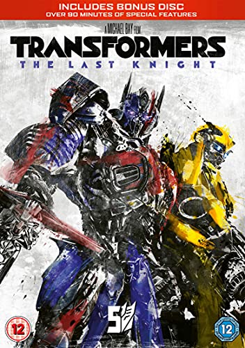 DVD cover for "Transformers: The Last Knight" featuring Optimus Prime and Bumblebee.