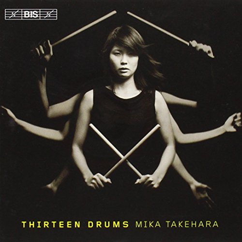 Mika Takehara album cover with multiple arms holding drumsticks, dark background.