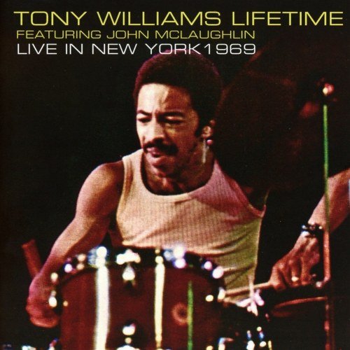 Tony Williams drumming, album cover for “Live in New York 1969.”
