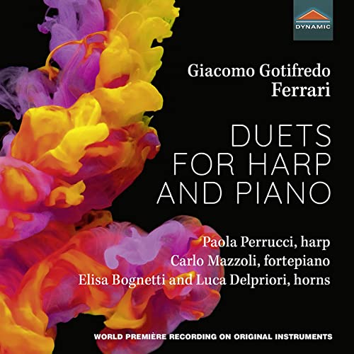 CD cover for Giacomo Gotifredo Ferrari’s “Duets for Harp and Piano.”
